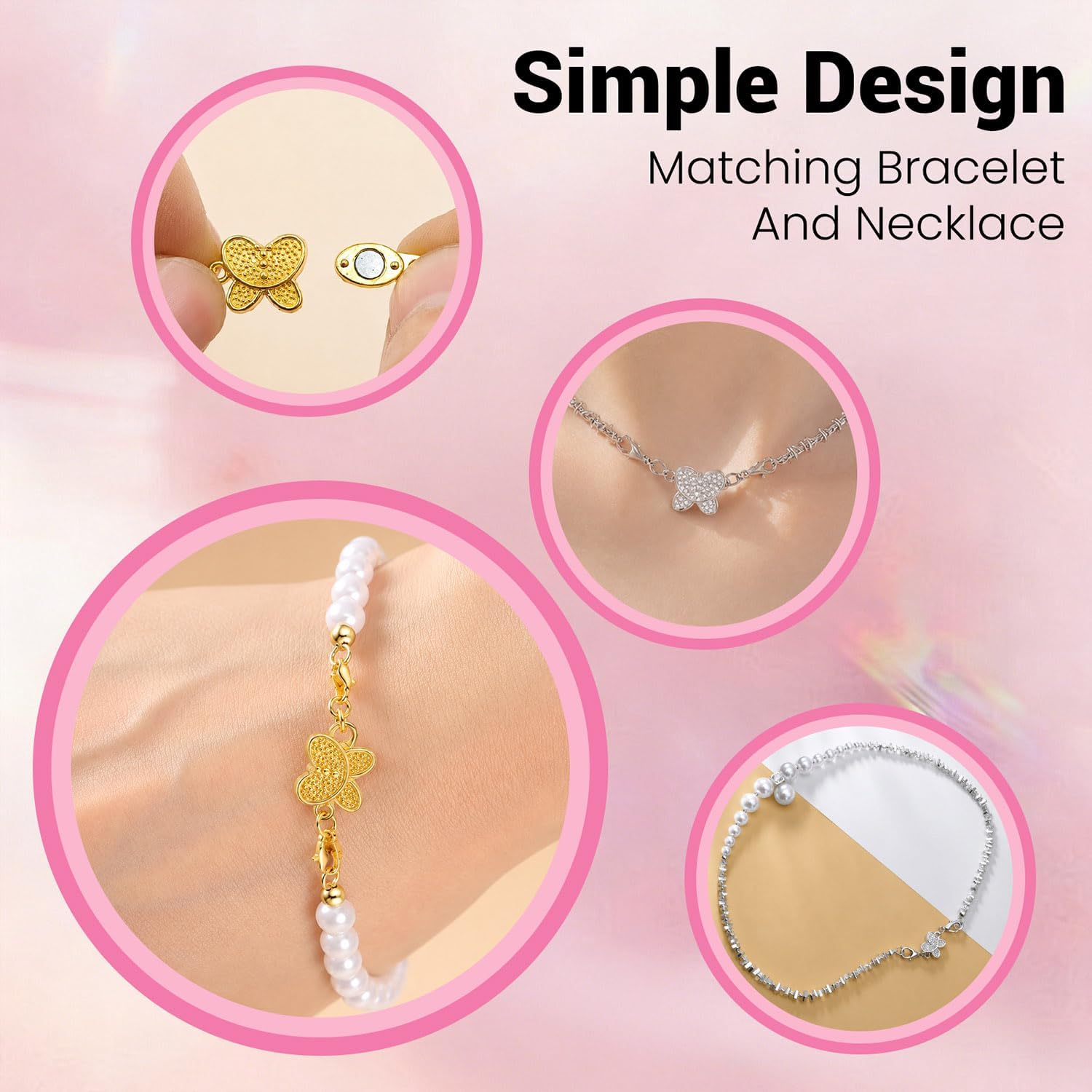Butterfly Magnetic Necklace Cl - Lobster Clasp Silver review and price